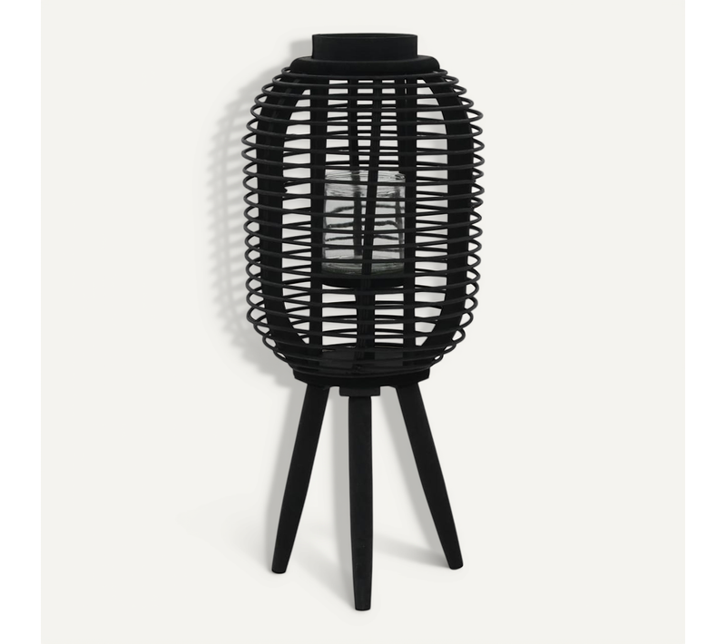 Bougeoir Debout Bambou Noir