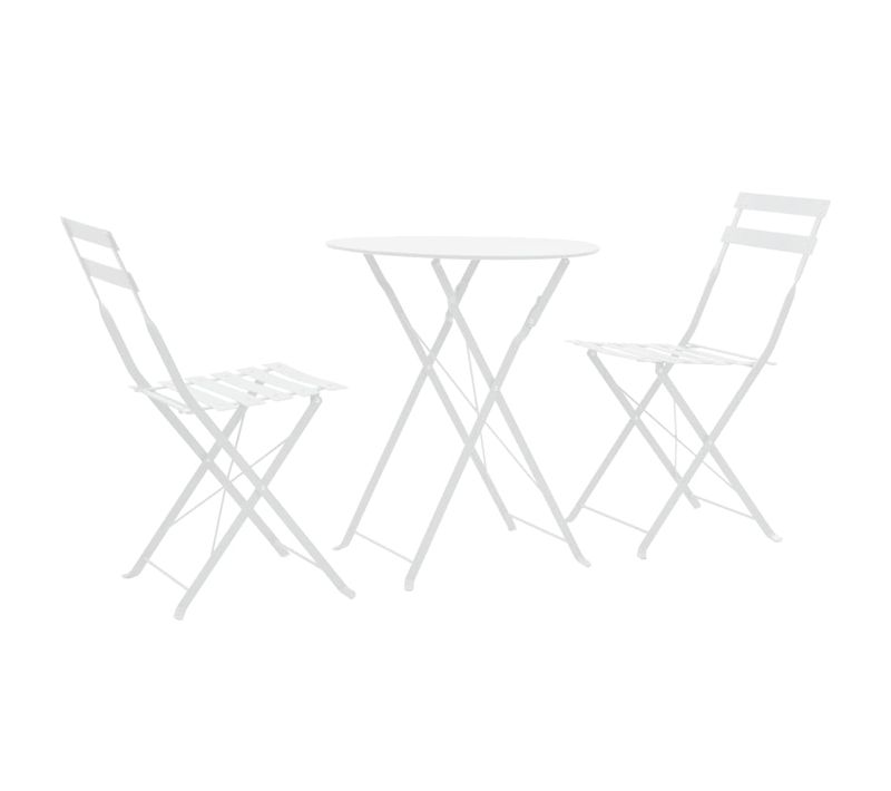Mobilier De Bistro 3 PCs Acier Blanc