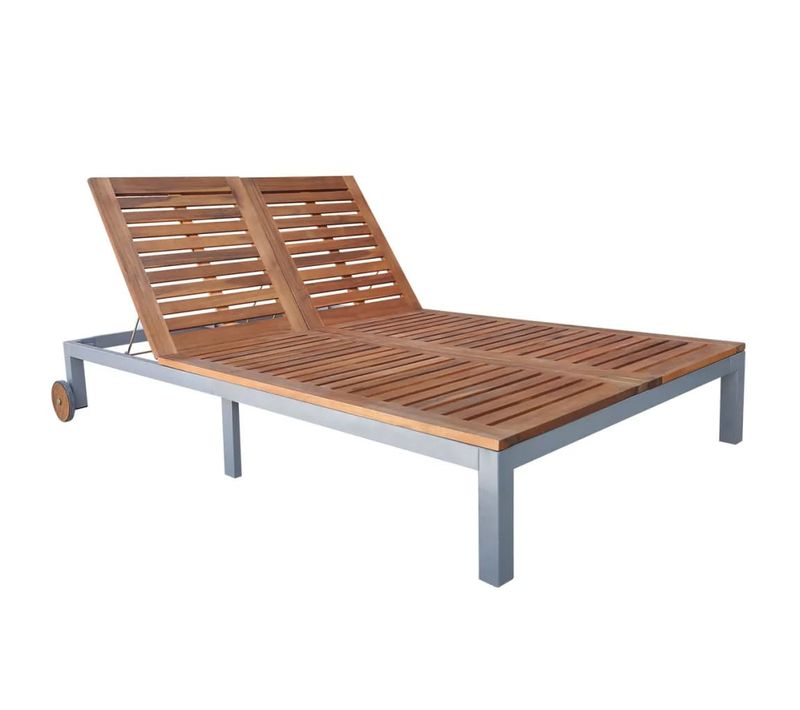 Chaise Longue Double Bois D'acacia Solide
