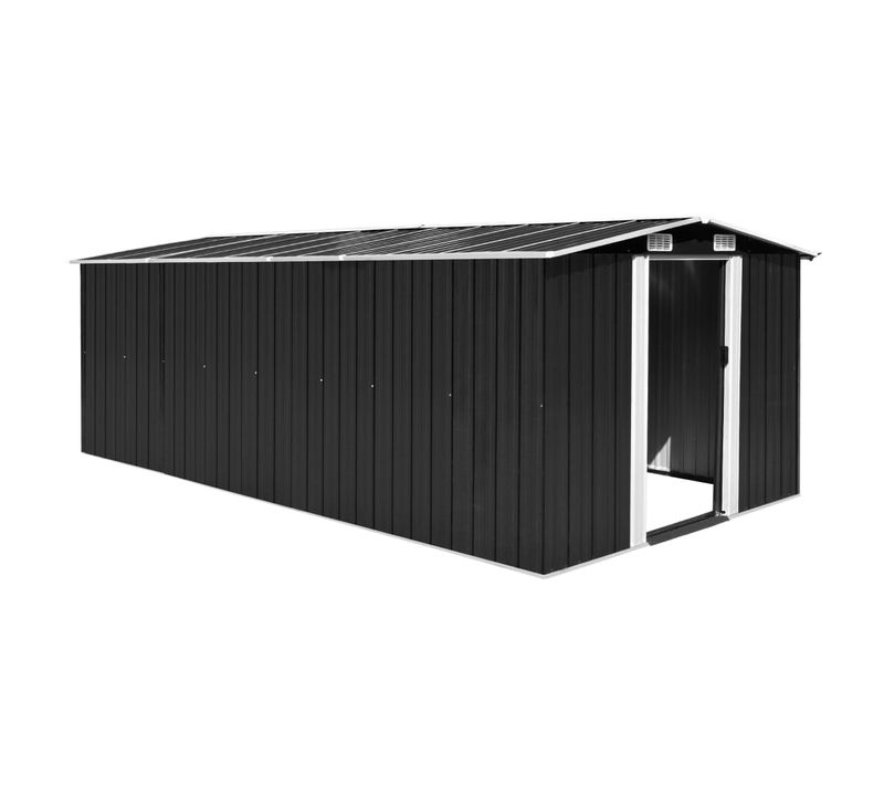 Abri De Jardin Avec 4 Trous De Ventilation 257x489x181 Cm Métal Anthracite Cabane Terrasse