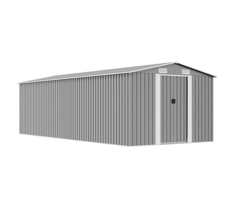Abri De Jardin Avec Portes Coulissantes Doubles et Grilles De Ventilation 257x580x181 Cm Métal