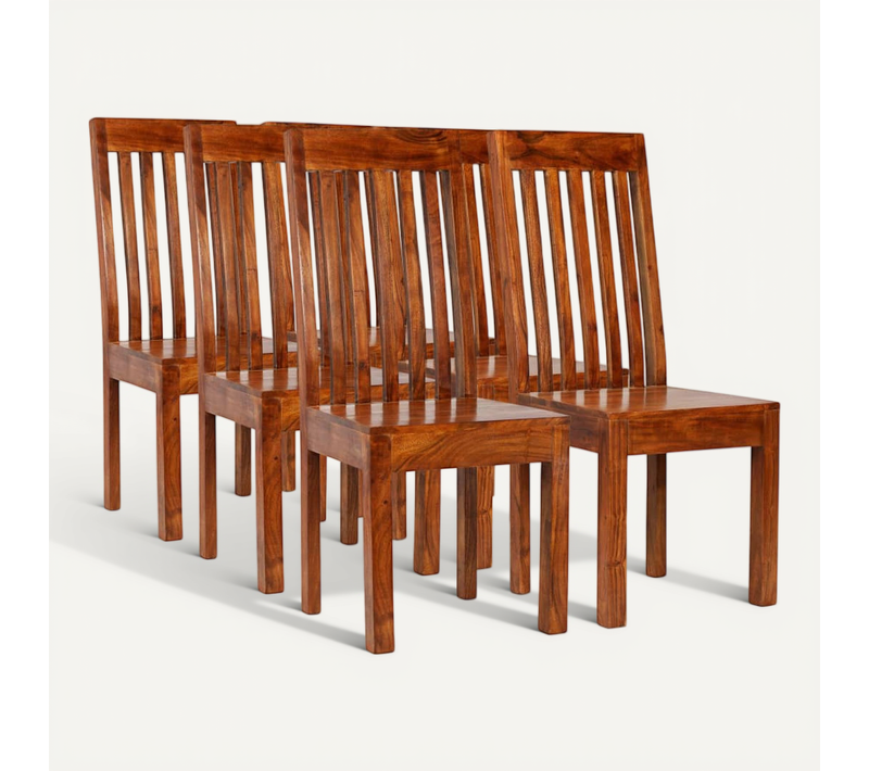 Chaises De Salle À Manger 6 Pièces En Bois D'acacia Massif, Faites À La Main, Design Moderne Durable