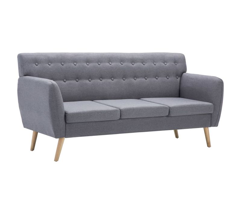 Canapé à 3 Places Revêtement En Tissu 172x70x82 Cm Gris Clair Sofa Salle De Séjour Salon