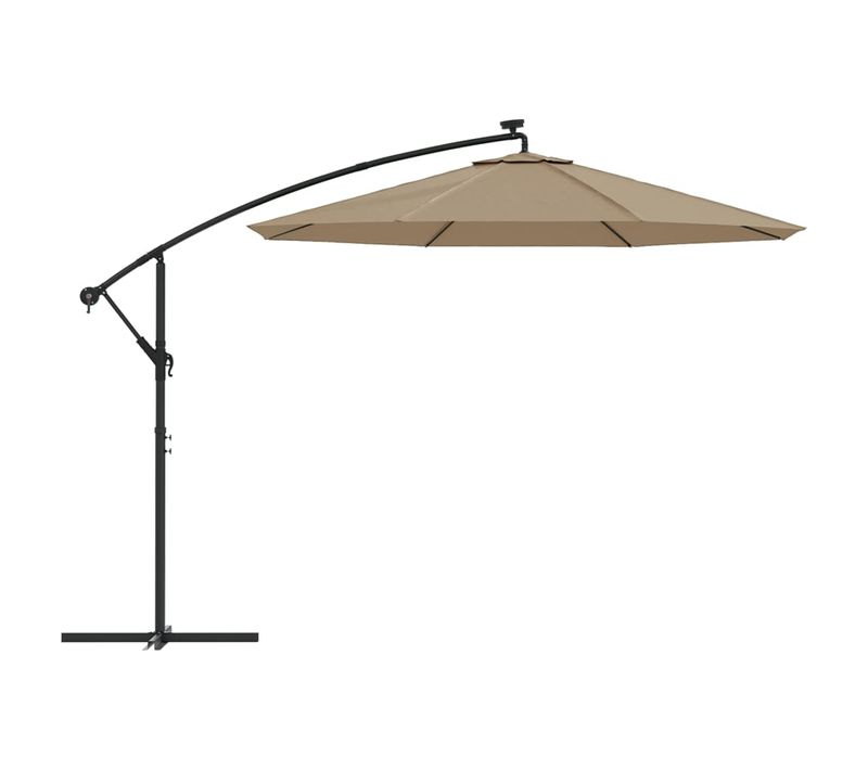 Parasol De Jardin En Porte-à-faux Et Lumières LED Mât En Acier