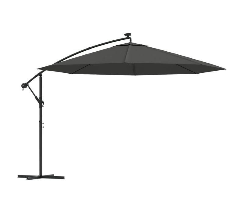 Parasol De Jardin En Porte-à-faux Et Lumières LED Mât En Métal