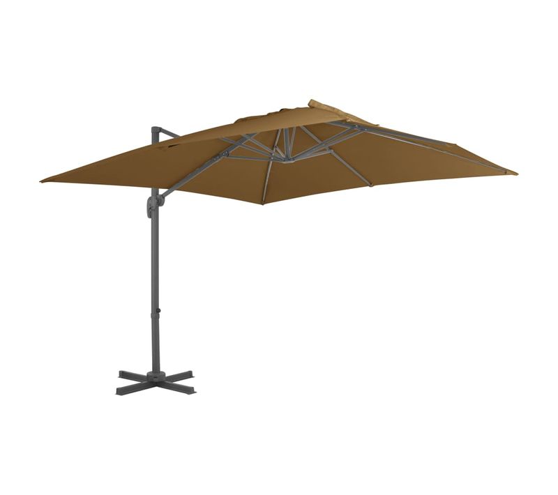 Parasol De Jardin En Porte-à-faux Et Poteau En Aluminium Taupe