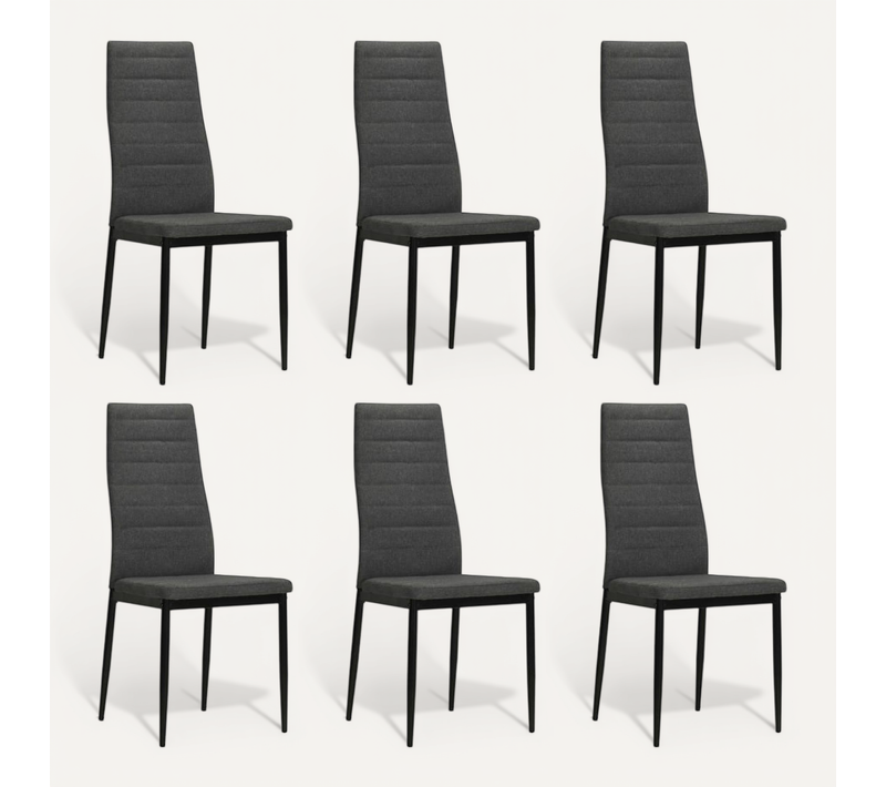 Chaises À Manger Lot De 6 Gris Foncé Tissu