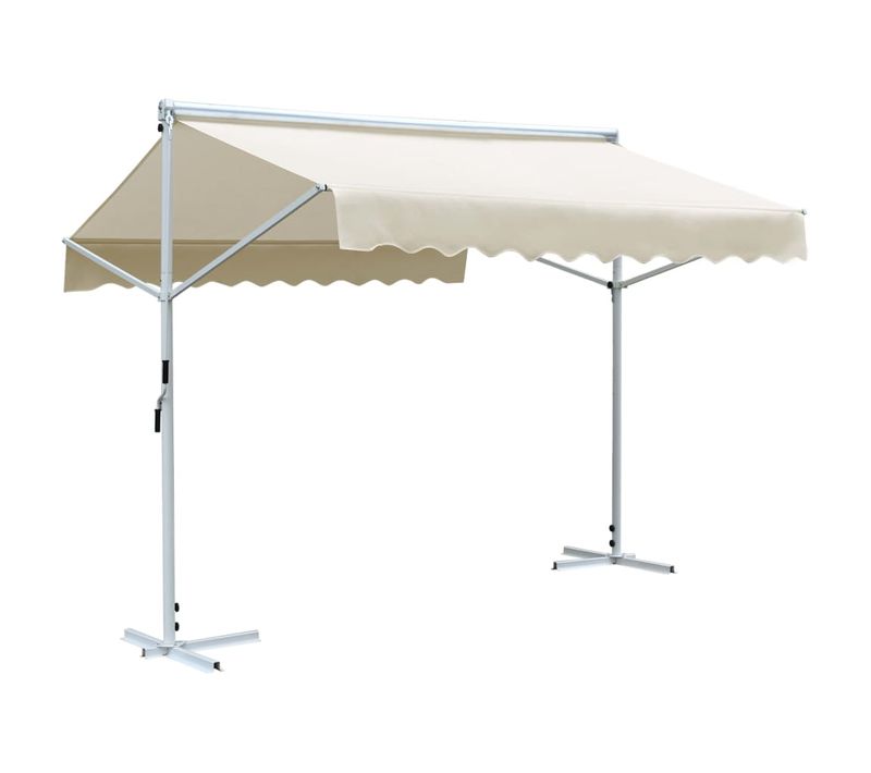 Auvent Sur Pied 3x3 M Crème Carré Store Abri Pare-soleil Parasol Ombrage Terrasse Patio