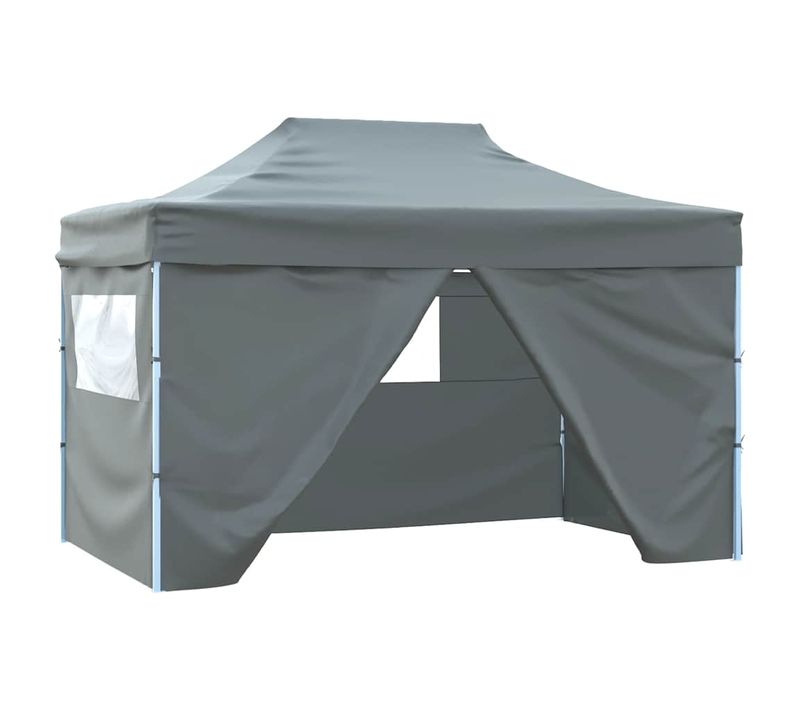 Tente Pliable Avec 4 Parois Latérales 3 X 4,5 M Anthracite