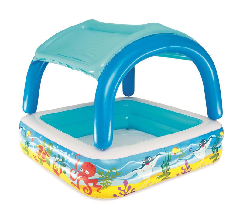 Piscine Avec Auvent 140 X 140 X 114 Cm Bleu 52192