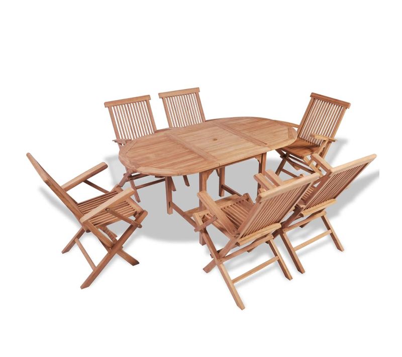 Mobilier À Dîner D'extérieur 7 PCs Bois De Teck Solide
