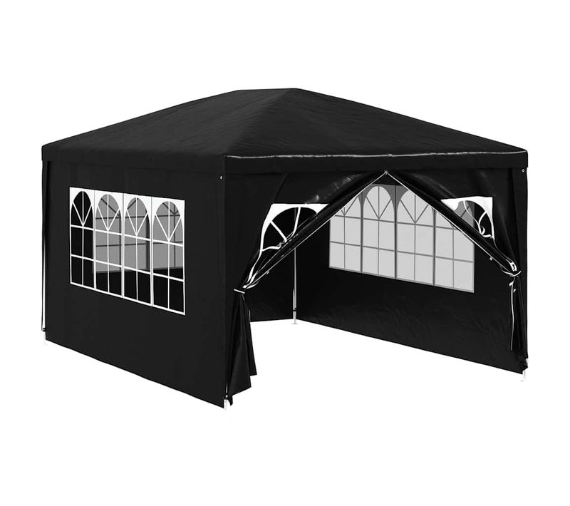Tente De Réception 3x4 M Imperméable Anti-uv En Pe Avec Parois Anthracite