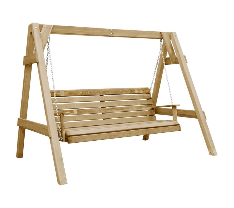 Balancelle De Jardin Bois De Pin Imprégné 205x150x157 Cm Naturel Siège Balançoire Terrasse