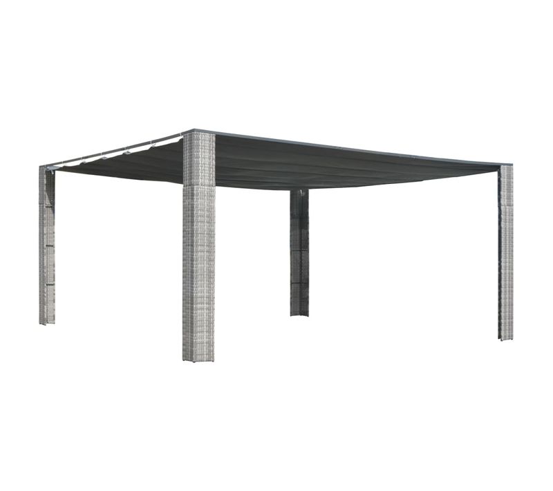 Vidaxl Tonnelle Avec Toit Résine Tressée 400x400x200cm Gris Anthracite Belvédère Chapiteau Tente
