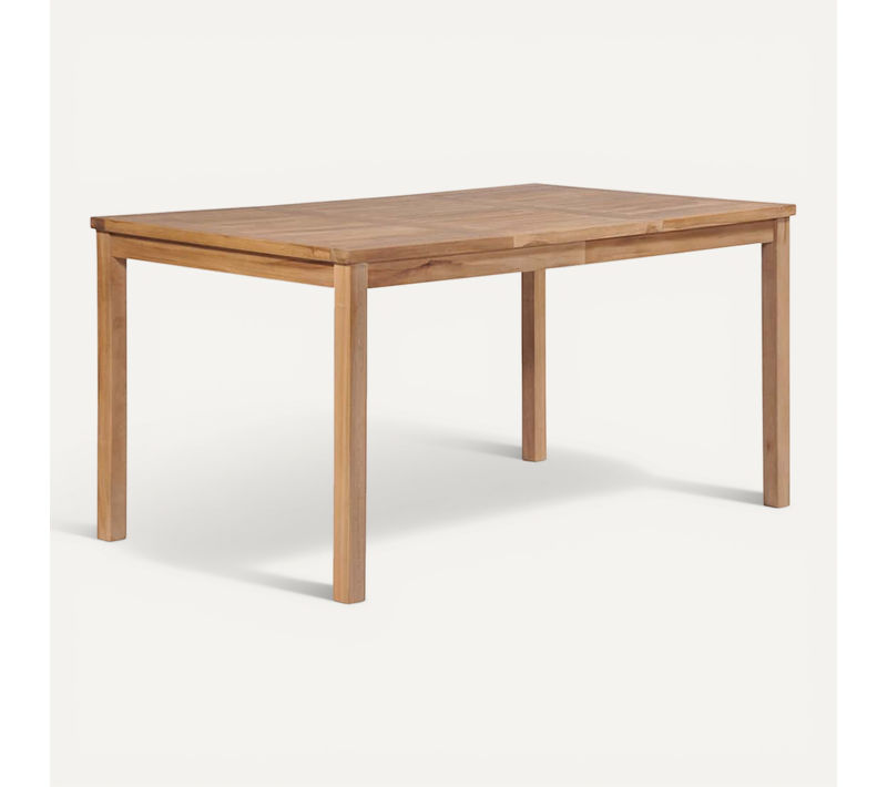 Table De Jardin Avec Pieds 150x90x77 Cm Bois De Teck Solide Naturel Rectangulaire Terrasse