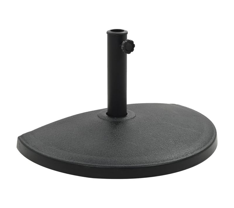 Base De Parasol Demi-ronde 15kg Noire Avec Adaptateurs De Boulon De Verrouillage Pour Poteaux