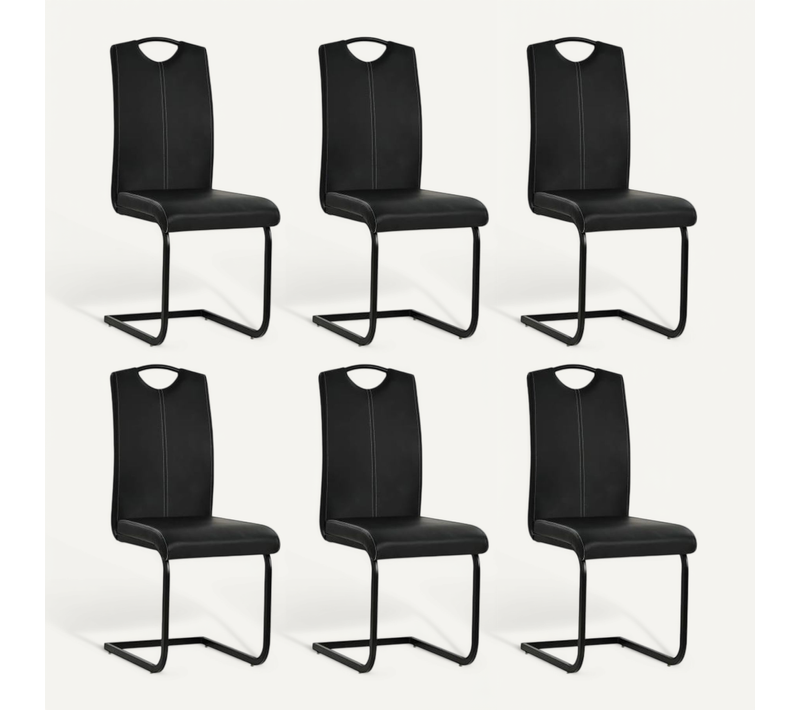Chaises À Manger Cantilever Lot De 6 Noir Simili