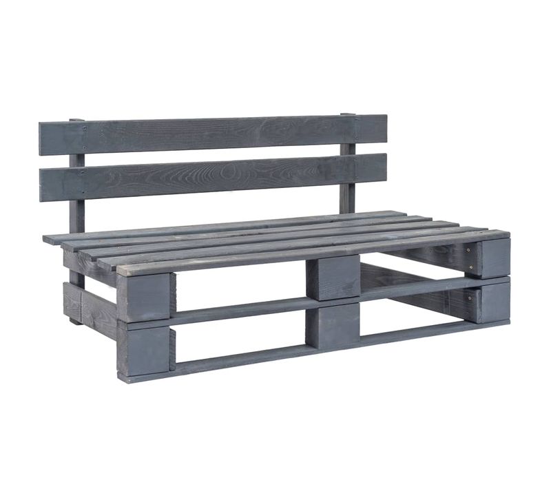Banc Palette De Jardin Bois Gris Siège Meuble Terrasse Patio Balcon Arrière-cour Extérieur
