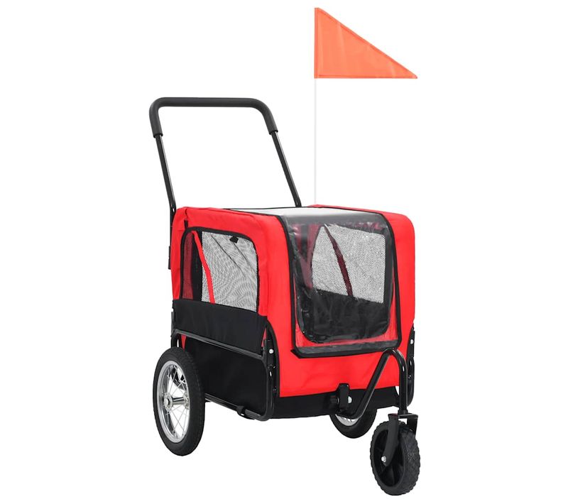 Remorque De Vélo Pour Chiens Et Poussette 2-en-1 Rouge Et Noir