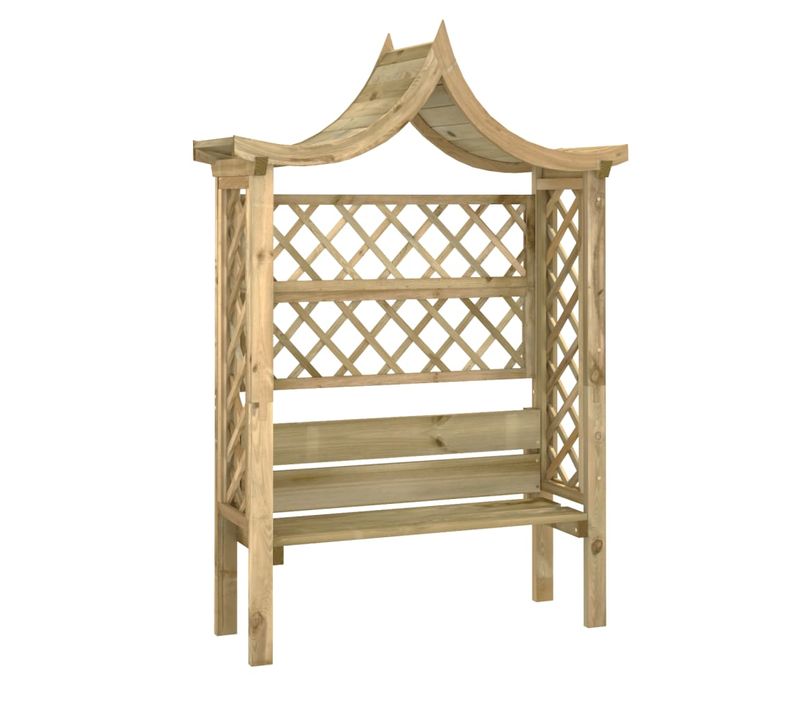 Pergola De Jardin Avec Toit Et Banc Bois De Pin Imprégné