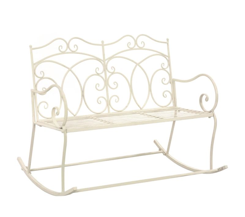 Banc De Jardin 104 Cm Fer Blanc Antique