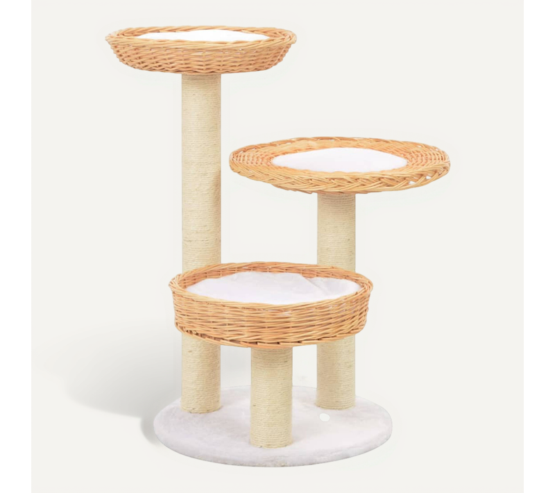 Arbre à Chat Avec Griffoir En Sisal Naturel Bois De Saule