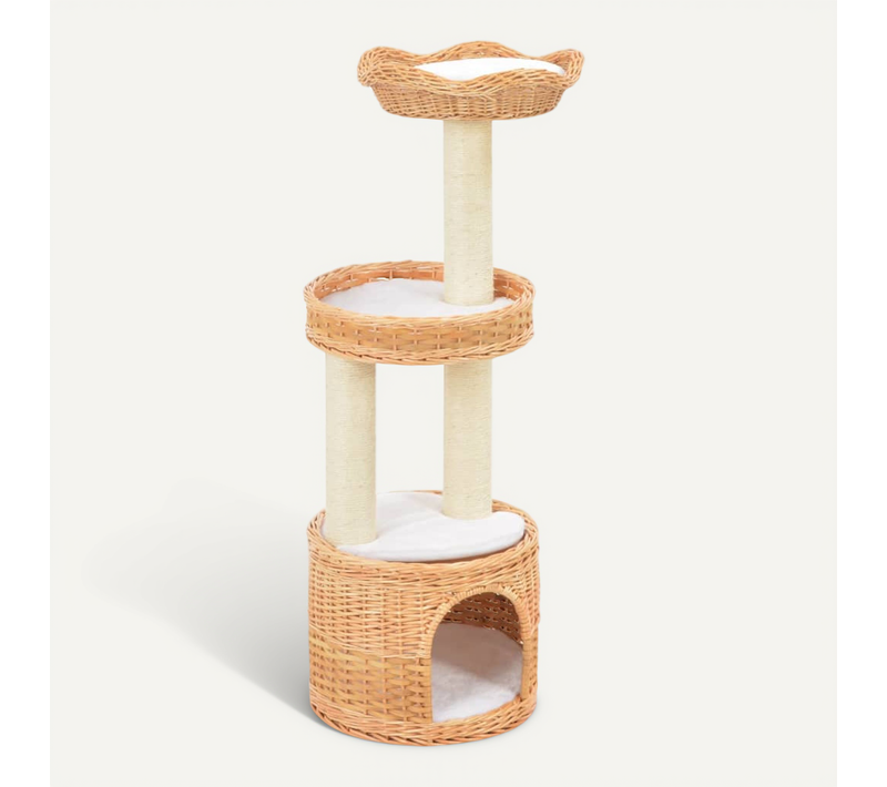 Arbre à Chat Avec Griffoir En Sisal Naturel Bois De Saule