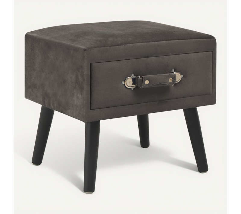Table De Chevet Gris 40x35x40 Cm Velours