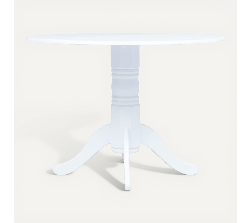 Table À Manger Blanc 106 Cm Bois D'hévéa Massif