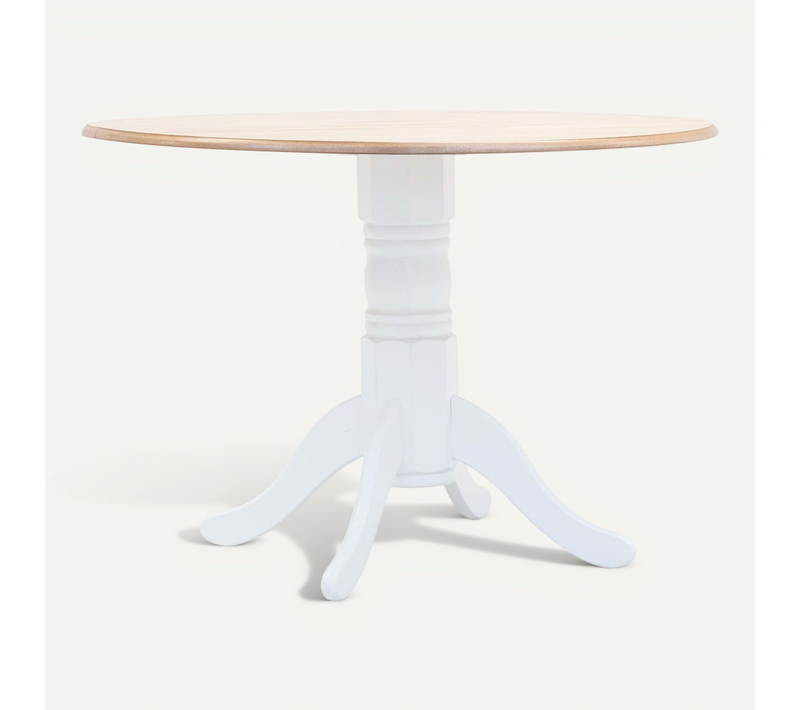 Table À Manger Blanc Et Marron 106 Cm Bois D'hévéa Massif