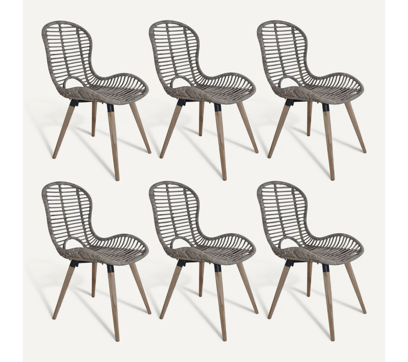 Chaises À Manger Lot De 6 Marron Rotin Naturel