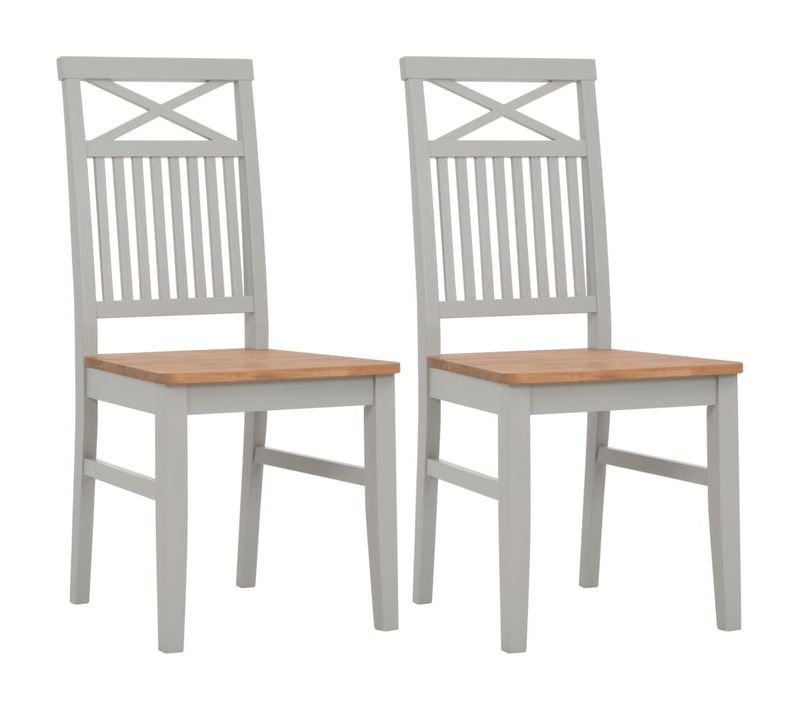 Chaises À Dîner 2 PCs Gris Bois De Chêne Solide