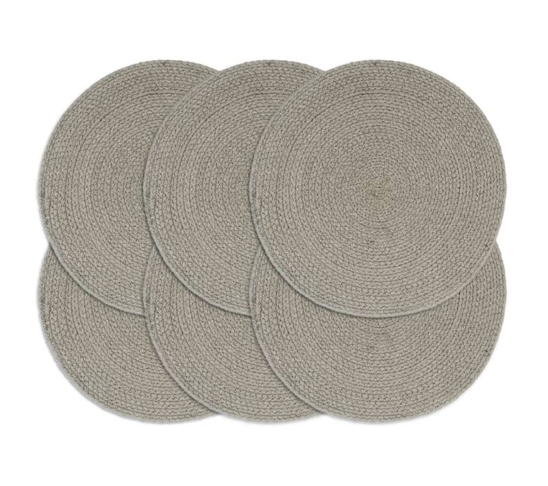 Napperons 6 Pièces Gris Plain 38 Cm Rond Coton