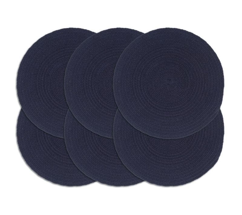 Napperons 6 Pièces Bleu Marine Plain 38 Cm Rond Coton