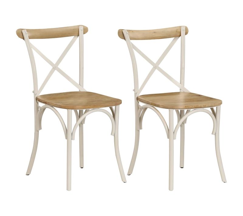 Chaises à Dossier Croisé Lot De 2 Blanc Bois De Manguier Solide