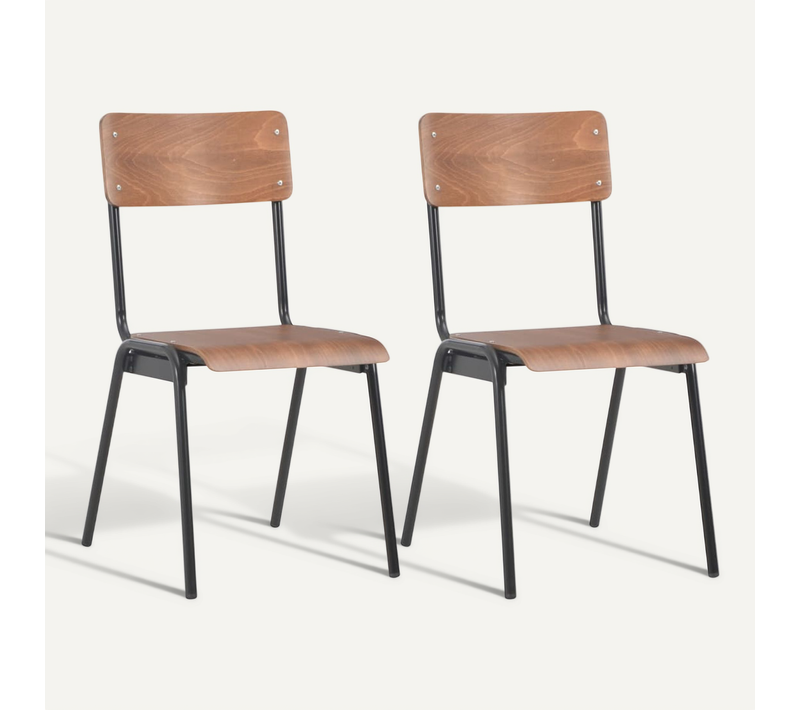 Chaises À Manger Lot De 2 Marron Contreplaqué Solide Et Acier
