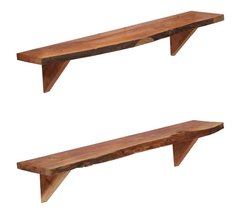 Étagères Murales 2 Pièces 90x20x18 Cm Bois D'acacia Massif