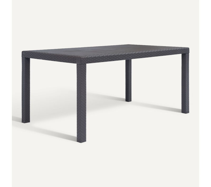 Table De Jardin Marron 150x90x72 Cm Plastique Aspect De Rotin