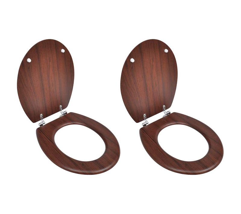 Sièges De Toilette Avec Couvercles 2 Pièces Mdf Marron
