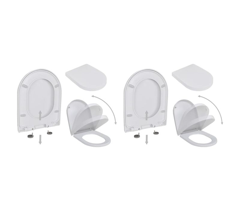 Abattant Wc Avec Frein De Chute 2 Pièces Plastique Blanc