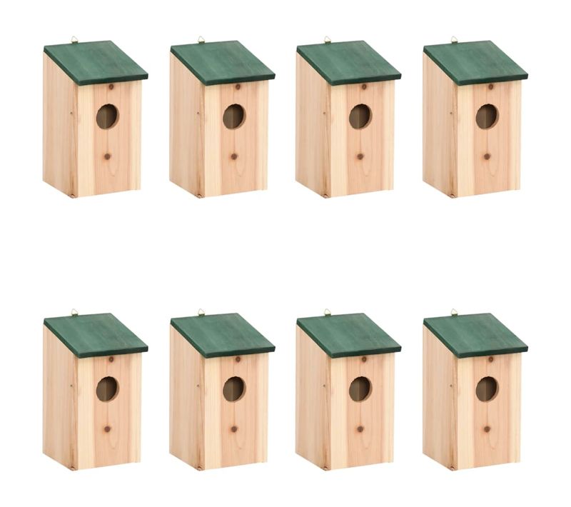 Nichoirs 8 Pièces Bois 12x12x22 Cm