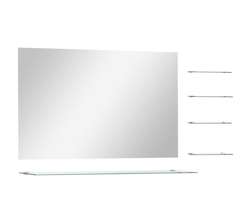 Miroir Mural Avec 5 étagères Argenté 100 X 60 Cm