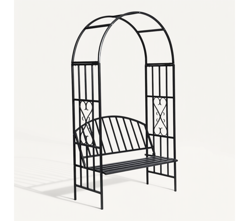 Voûte À Roses De Jardin Avec Banc