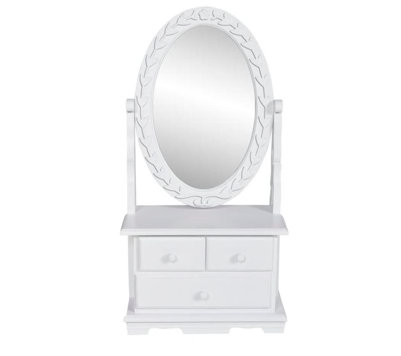 Table De Maquillage Avec Miroir Oscillant Ovale Tiroirs Amovibles