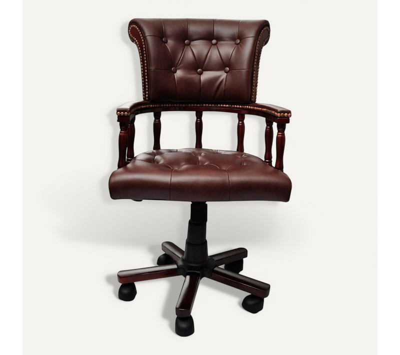 Chaise De Bureau Pivotante Avec Hauteur Ajustable Et Simili Respirant Marron