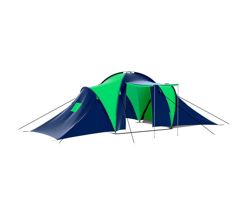Tente Camping 9 Personnes Bleu Verte 3 Compartiments Ventilation Lot 1
