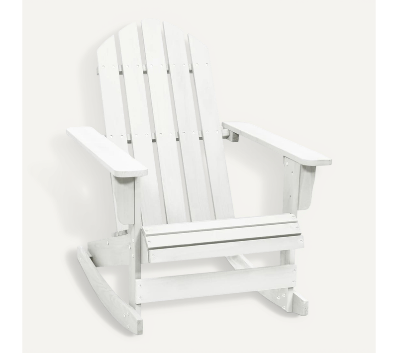 Chaise À Bascule De Jardin En Bois Massif Blanc, Résistante Aux Intempéries, Design Classique