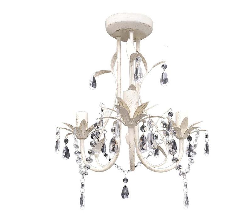 Lustre Suspendu En Cristal élégant, Design Royal Blanc, éclairage D'intérieur