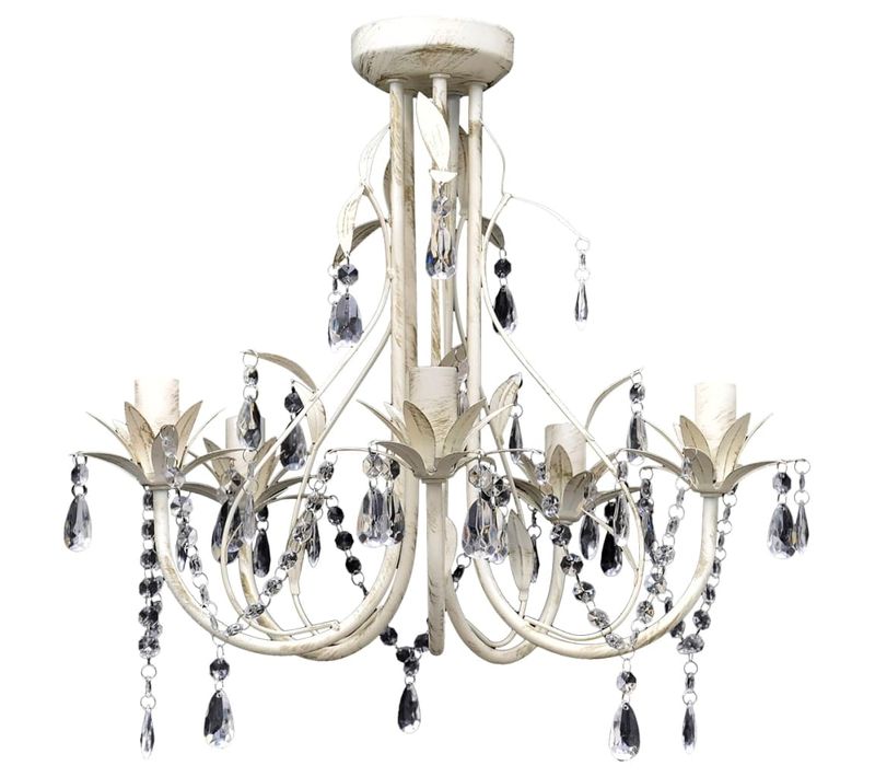 Lustre Suspendu En Cristal 5 Douilles D'ampoule