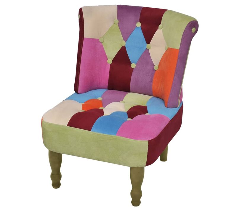 Chaise En Style Français Avec Design De Patchwork Tissu